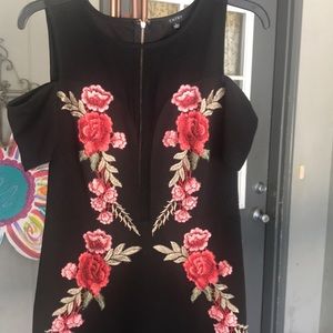 Cute black dress with floral designs